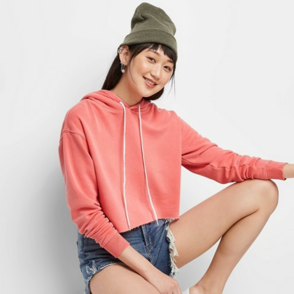 Wild Fable Cropped Hoodie Coral NWOT